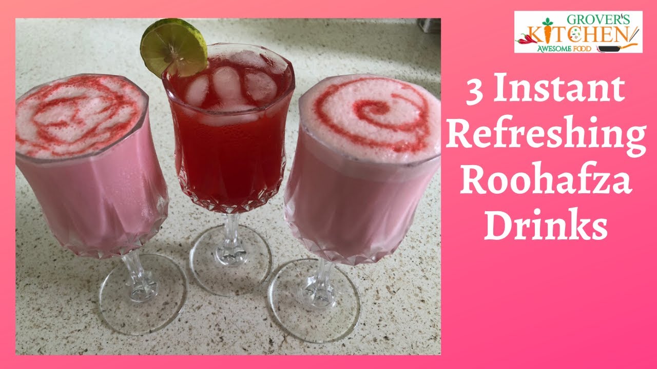 3 Instant Refreshing Rooh Abza Drinks | Rooh Abza Honey Lemonade, Kachi Lassi and Meethi Lassi